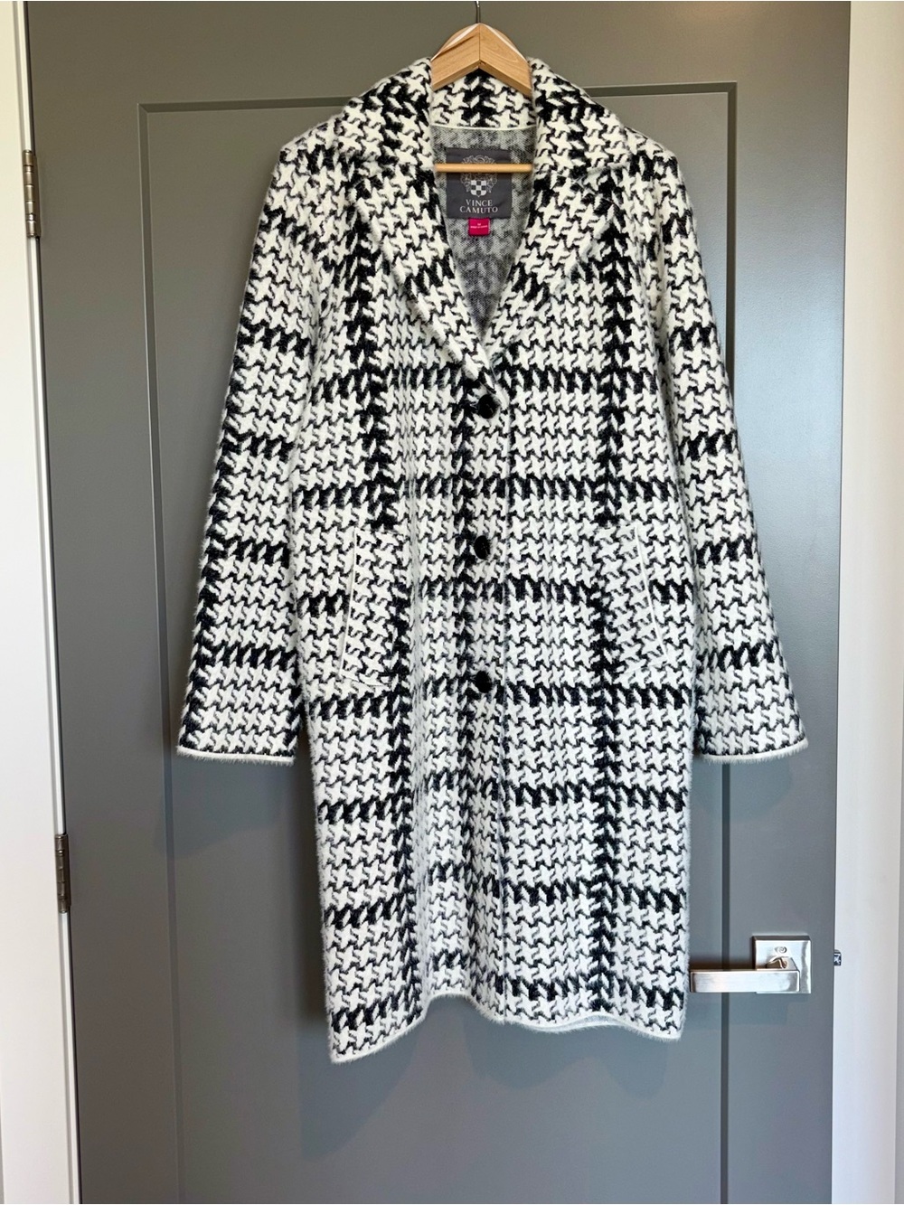 Vince Camuto Coatigan, Medium*, Black and White, 3 buttons, 2 pockets, NWOTs